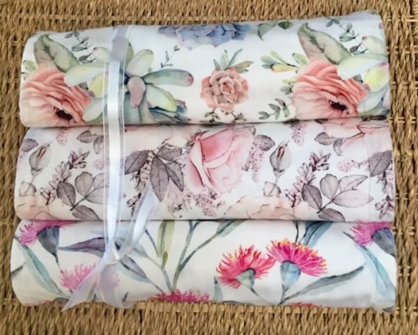 Image of Floral Burp Cloth Trio