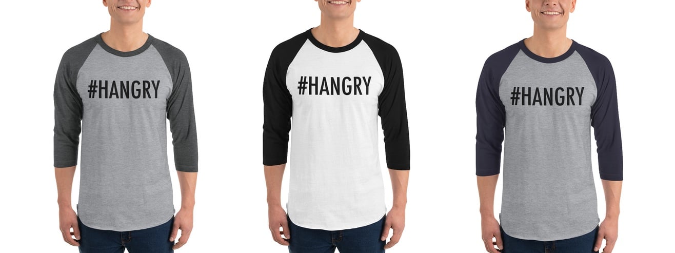 Image of #HANGRY 3/4 Raglan Baseball Tee