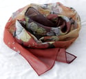 Lily Greenwood Narrow Scarf - Blossoms on Terracotta - HALF PRICE