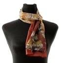 Lily Greenwood Narrow Scarf - Blossoms on Terracotta - HALF PRICE