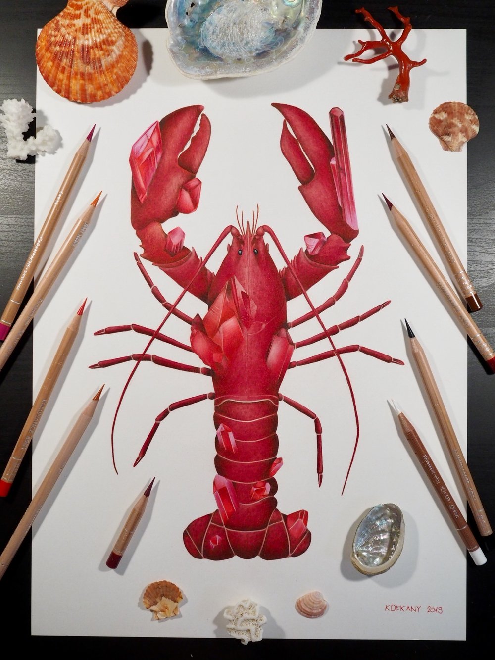 Image of Ruby Lobster Recycled Paper Fine Art Print 