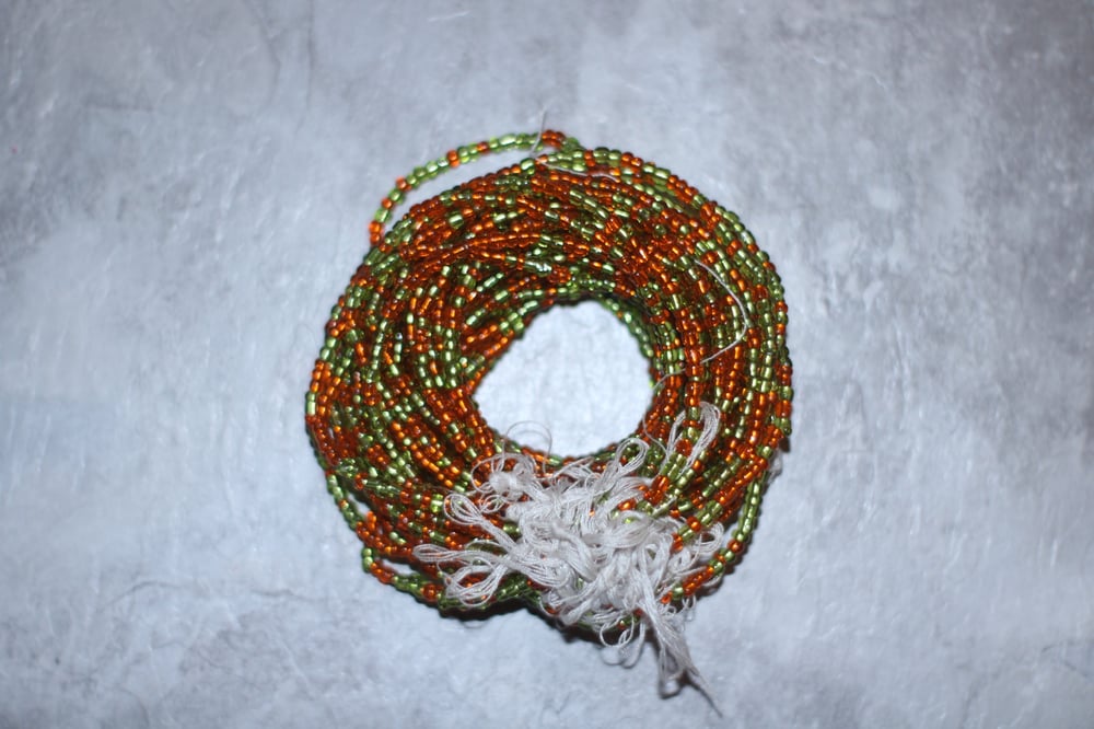 Image of Orange and Lime Tie Waistbead 