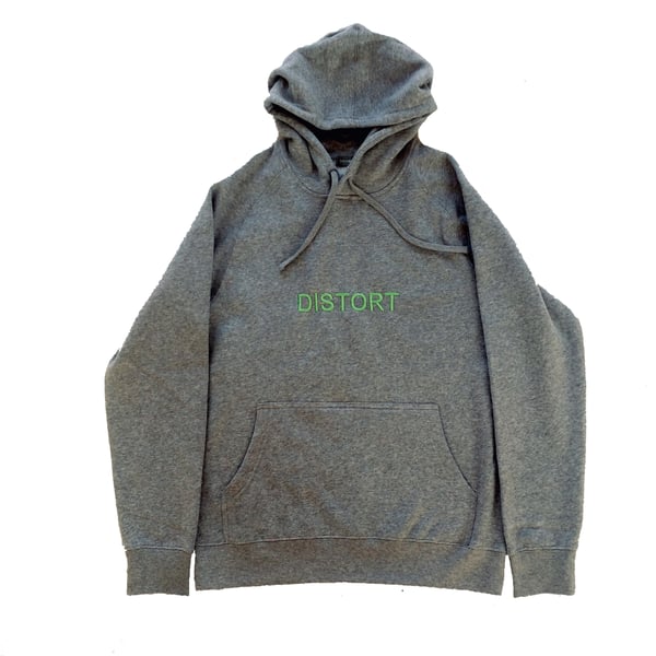 Image of DISTORT SPORTS GREY LOGO HOODIE (lime green)