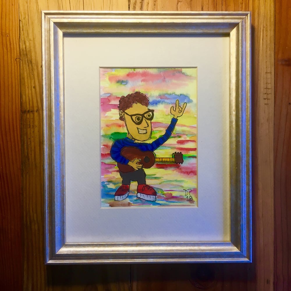 Image of “Blue and Black Sweater” all original watercolor painting by Dan P.