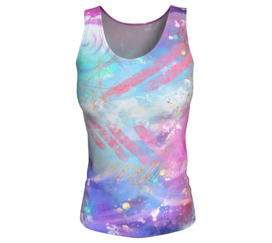 Image of Pink and blue abstract workout tank top