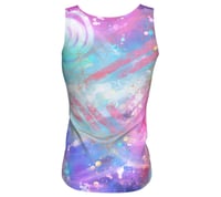 Image 3 of Pink and blue abstract workout tank top
