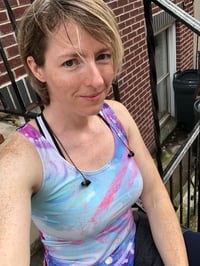 Image 2 of Pink and blue abstract workout tank top