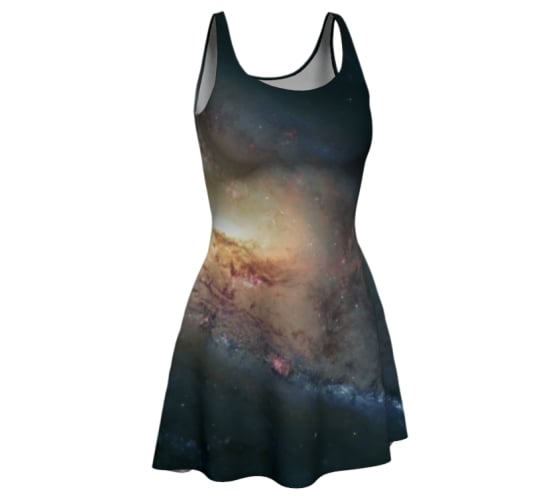 Image of M106 spiral galaxy skater dress