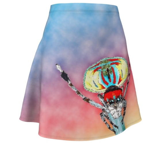 Image of Dancing Peacock spider skater skirt