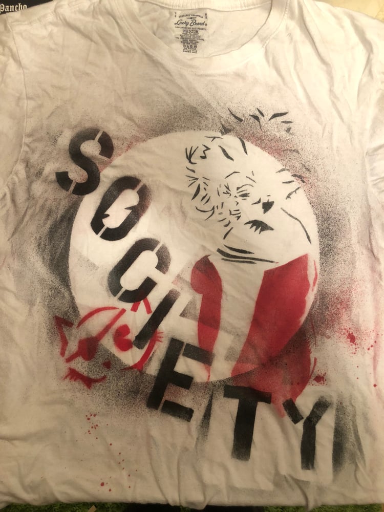 Handmade Divine Society Spray Paint Stencil Limited Edition Original Art  Shirt