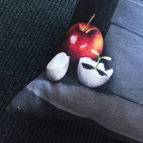 Image of Linen Black Rabbit Bolster Cushion