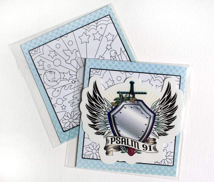 Image of Psalm 91 Winged Shield Decal