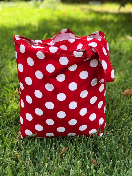 Image of Market Tote - Red with white spots 