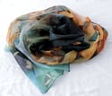 Lily Greenwood Narrow Scarf - Butterflies on Prussian Blue/Turquoise/Gold - HALF PRICE