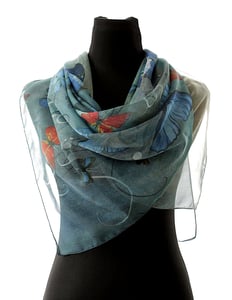 Image of Lily Greenwood Large Scarf - Butterflies on Blue - HALF PRICE