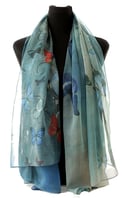 Lily Greenwood Large Scarf - Butterflies on Blue - HALF PRICE