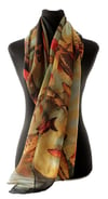 Lily Greenwood Large Scarf - Koi on Black/Aqua/Gold - HALF PRICE