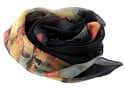 Lily Greenwood Large Scarf - Koi on Black/Aqua/Gold - HALF PRICE