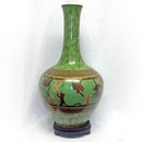 Image of Tall & Large Green Cloisonne Monkey Vase with Stand