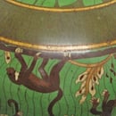 Image of Tall & Large Green Cloisonne Monkey Vase with Stand