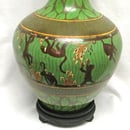Image of Tall & Large Green Cloisonne Monkey Vase with Stand