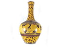 Image of TALL & LARGE YELLOW CLOISONNE MONKEY VASE WITH STAND