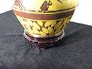 Image of TALL & LARGE YELLOW CLOISONNE MONKEY VASE WITH STAND