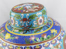 Image of BEAUTIFUL & VINTAGE COLORFUL CHINESE CLOISONNE VASE WITH LID