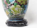Image of BEAUTIFUL BLUE FLORAL CHINESE CLOISONNE VASE WITH STAND