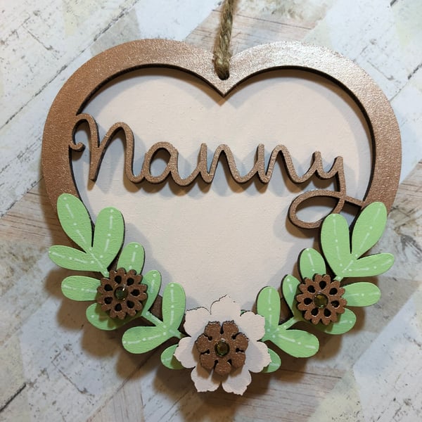 Image of Pretty Floral Heart (any name)