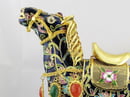 Image of VINTAGE CHINESE CLOISONNE HORSE FIGURE WITH GEMS: BLUE