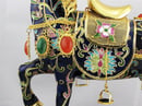 Image of VINTAGE CHINESE CLOISONNE HORSE FIGURE WITH GEMS: BLUE