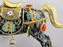 Image of VINTAGE CHINESE CLOISONNE HORSE FIGURE WITH GEMS: BLUE