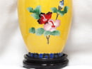 Image of LARGE YELLOW CHINESE CLOISONNE VASE WITH SQUIRREL & FLORAL MOTIF