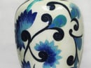 Image of RARE LARGE CHINESE BLUE CLOISONNE DESIGN ON WHITE CERAMIC VASE