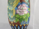 Image of BEAUTIFUL & VINTAGE CHINESE CLOISONNE VASE WITH PEACOCK AND FLORAL DESIGN