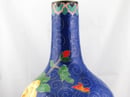 Image of RARE & VINTAGE LARGE CHINESE FLORAL CLOISONNE ON BLUE CERAMIC VASE