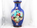 Image of BEAUTIFUL & RARE LARGE BLUE CLOISONNE VASE WITH CHINESE MONK DESIGN