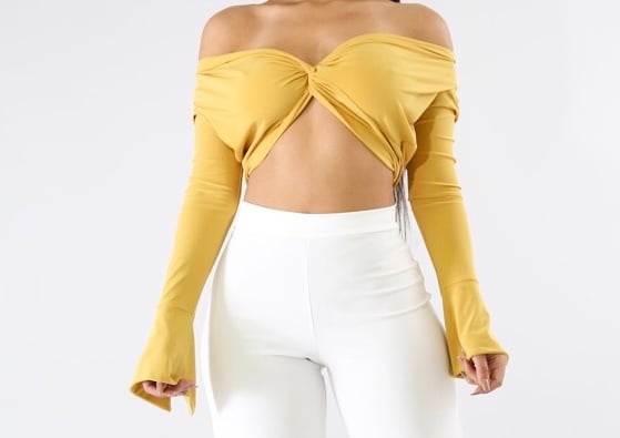 Image of Yellow Twist Crop Top 