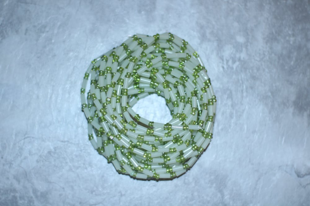 Image of Elastic White and Lime Jewel Waistbead 