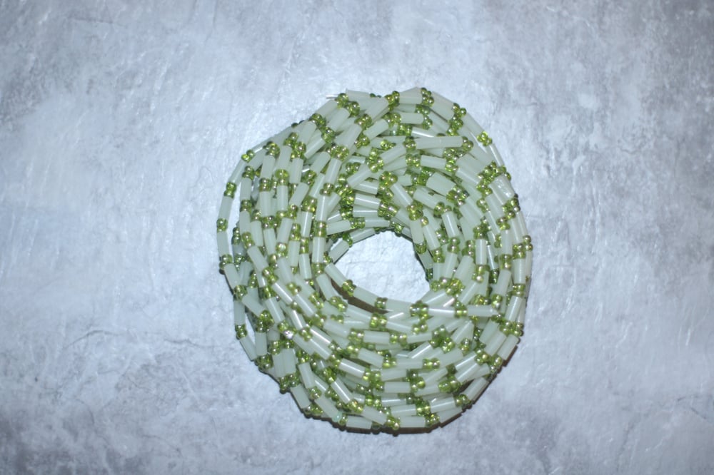 Image of Elastic White and Lime Jewel Waistbead 