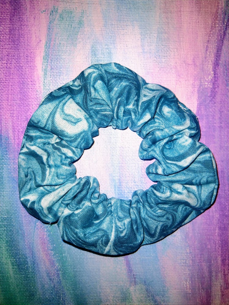 Image of Aqua Blue Watercolor Scrunchie