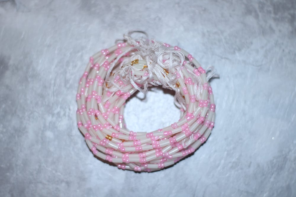 Image of White and Light Pink Jewel Waistbead 