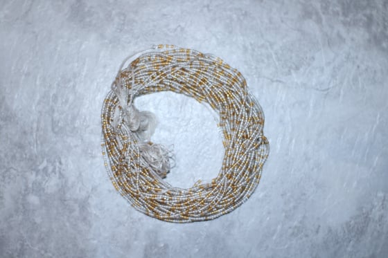 Image of  Clear and Gold Mini Tie Waistbead 