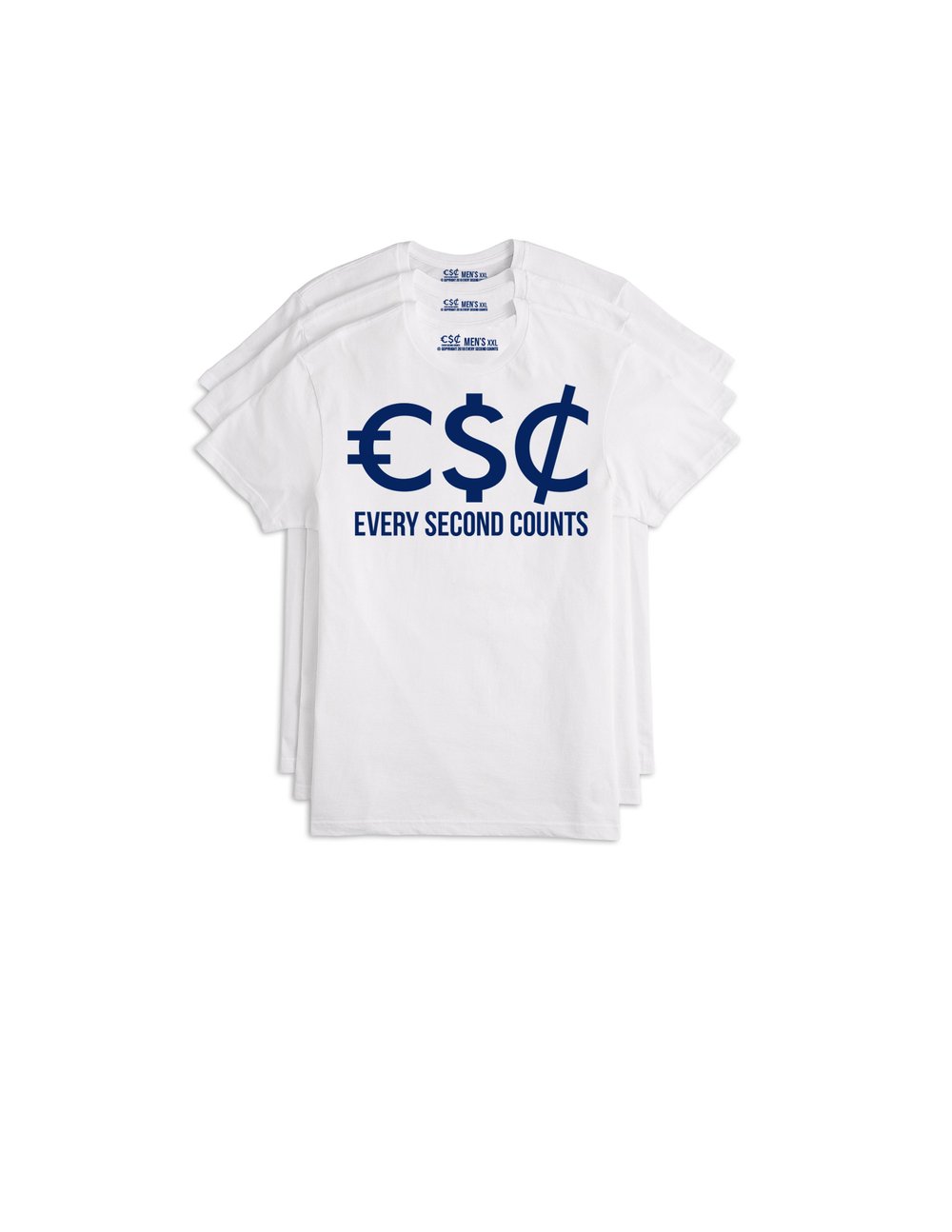 Image of WHT/NVY EVERY SECOND COUNTS T-SHIRT