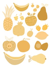 Fruit and Veggie Print Yellow