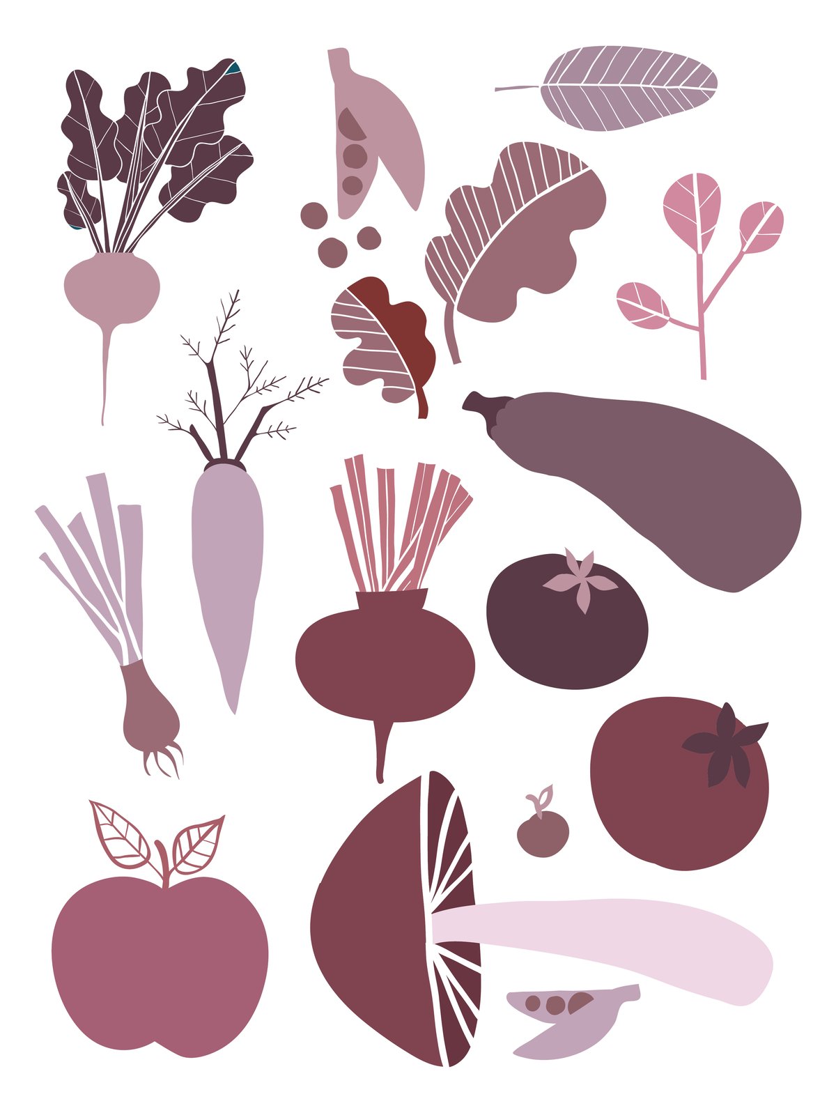 Fruit and Veggie Print Purple