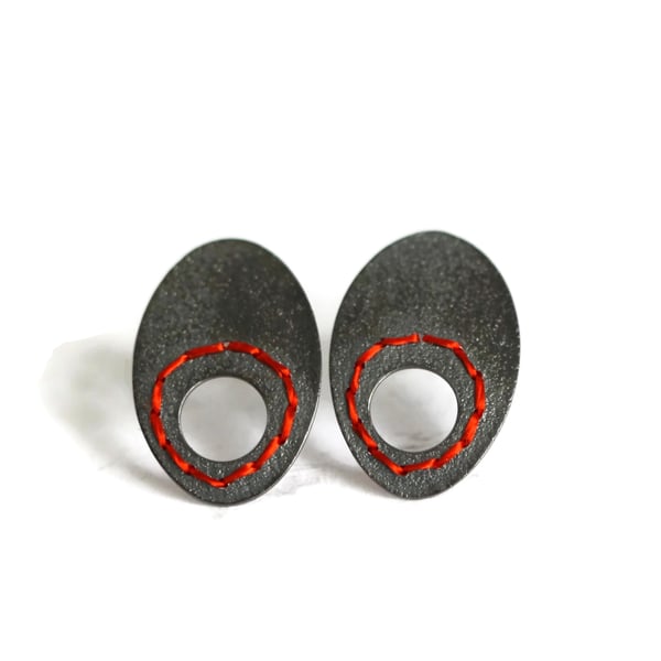 Image of Sewn-Up earrings with circle cut out