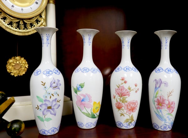 Image of Beautiful & Delicate Chinese Eggshell Porcelain Vase Set – 4 Pieces