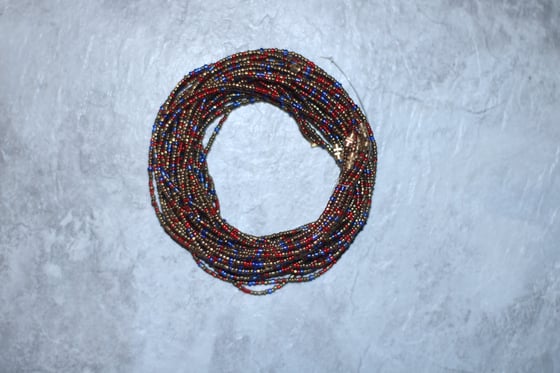 Image of Gold, Red, and Blue Waistbead 